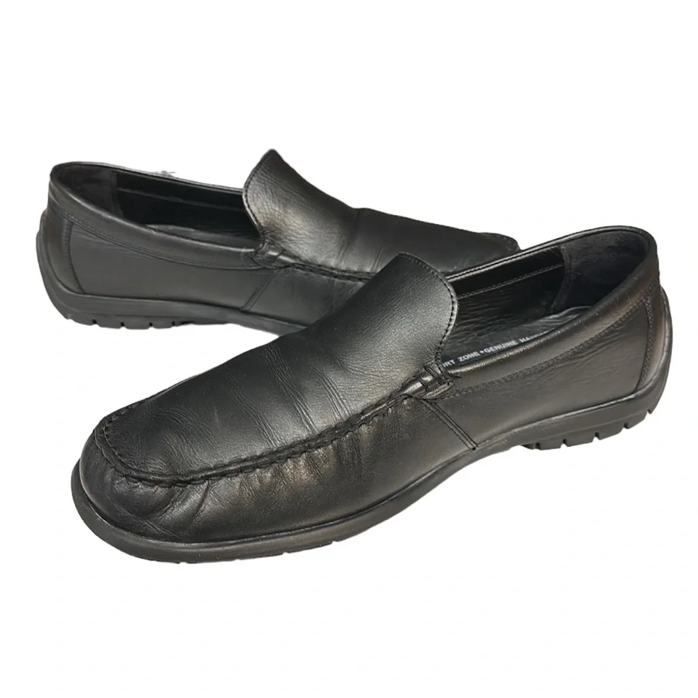 ECCO Black Slip On Driving Racing Loafers Casual Comfort Shoes US 11.5 EU 46 VGC